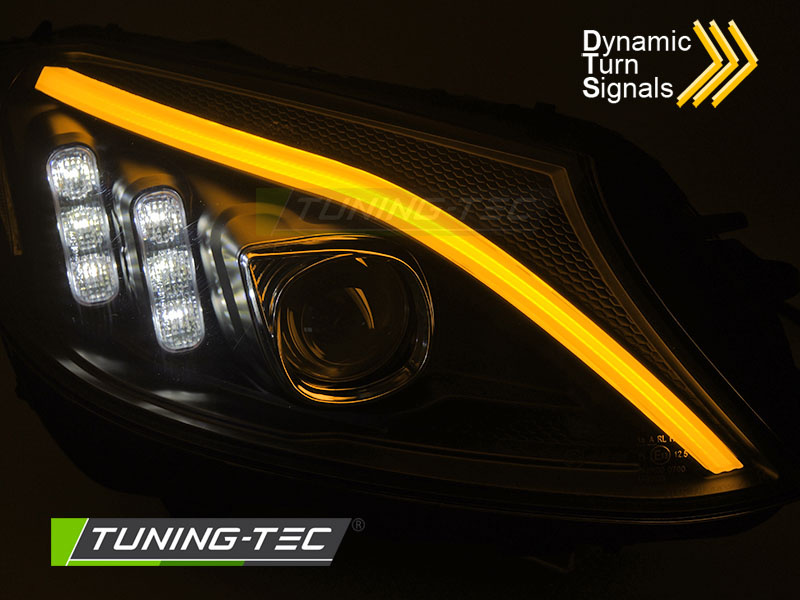 Koplampen - voor Mercedes W205 2014-2018 - TUBE LED - zwart