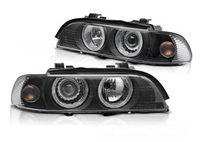 Koplampen Xenon - voor BMW E39 LCI 2000-2003 sedan/touring - angel eyes - zwart