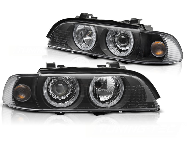 Koplampen Xenon - voor BMW E39 LCI 2000-2003 sedan/touring - angel eyes - zwart