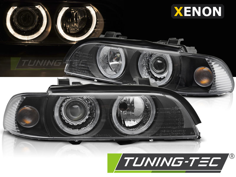 Koplampen Xenon - voor BMW E39 LCI 2000-2003 sedan/touring - angel eyes - zwart