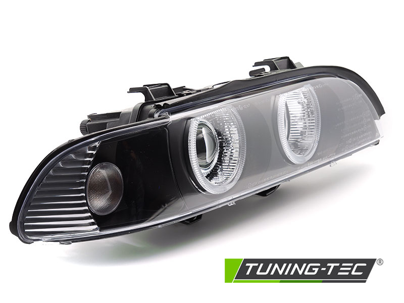Koplampen Xenon - voor BMW E39 LCI 2000-2003 sedan/touring - angel eyes - zwart