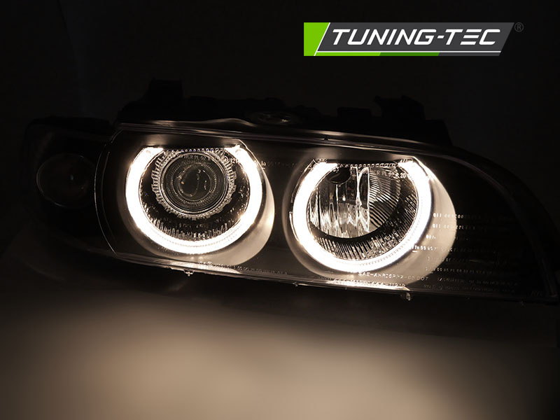 Koplampen Xenon - voor BMW E39 LCI 2000-2003 sedan/touring - angel eyes - zwart
