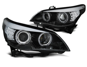 Koplampen Xenon D1S geschikt voor BMW E60/E61 2005-2007 - LED CCFL angel eyes - zwart