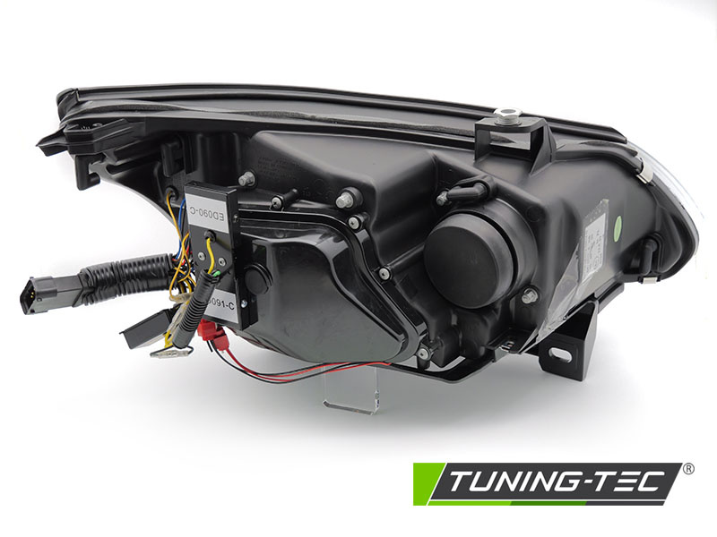 Koplampen Xenon D1S - voor BMW E60/E61 2005-2007 - LED angel eyes - zwart