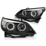 Koplampen Xenon D2S geschikt voor BMW E60/E61 2003-2004 - LED CCFL angel eyes - zwart