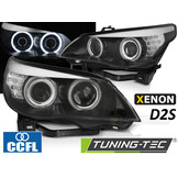 Koplampen Xenon D2S geschikt voor BMW E60/E61 2003-2004 - LED CCFL angel eyes - zwart
