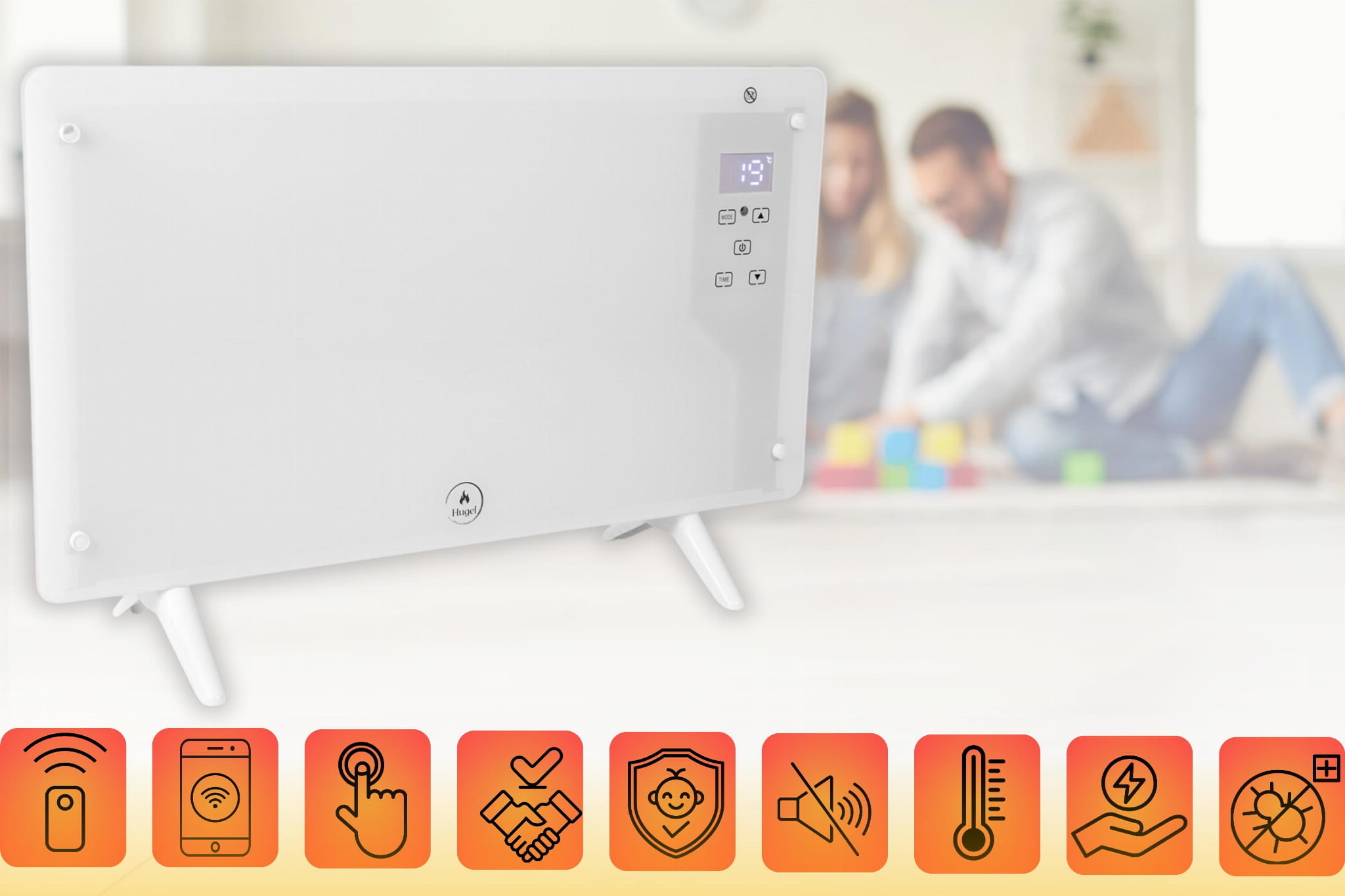 Elektrische wandkachel - 2000W - Wit