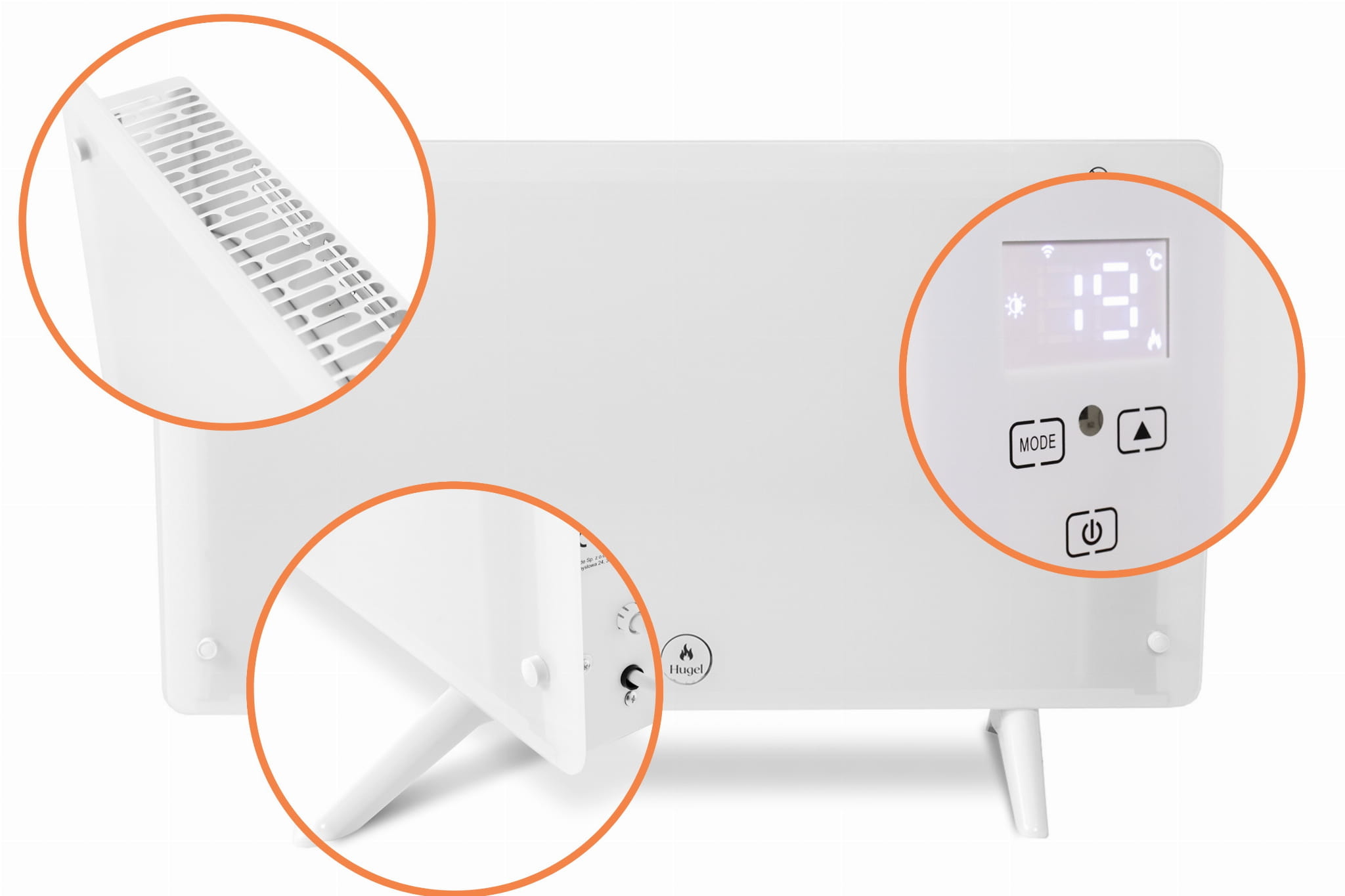 Elektrische wandkachel - 2000W - Wit