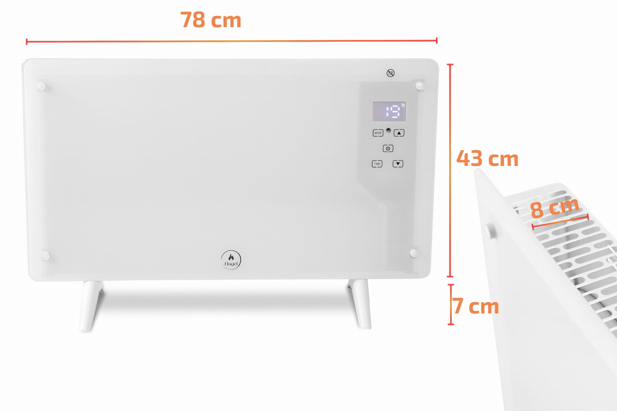 Elektrische wandkachel - 2000W - Wit
