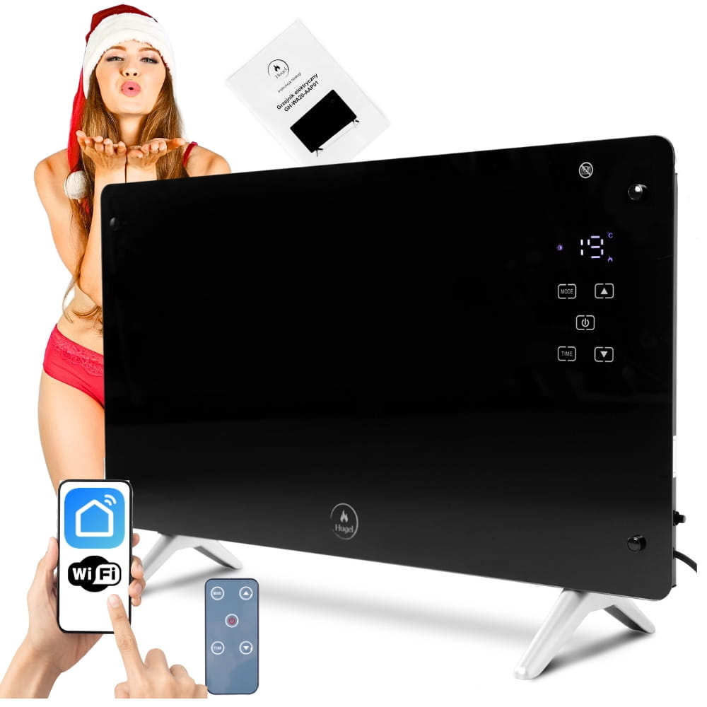 Glaspaneelverwarming - 2000W - zwart - eco