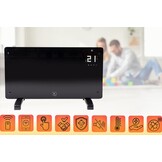 Glazen wandkachel 2000W - Zwart - Glas - Sterk