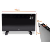 Glazen wandkachel 2000W - Zwart - Glas - Sterk