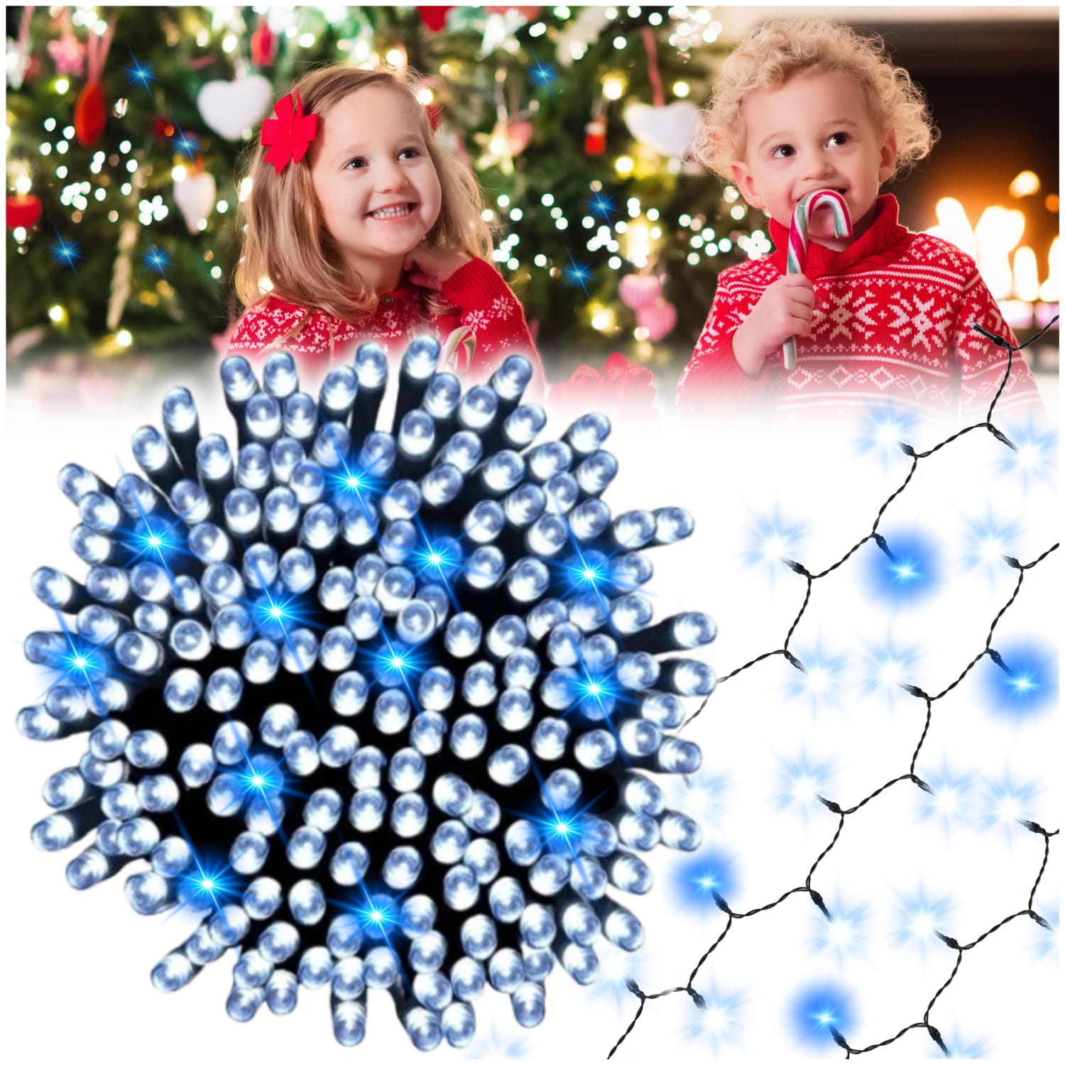 Led-kerstverlichting koud wit - 1000 LED's - 68 m - Blauwe flits