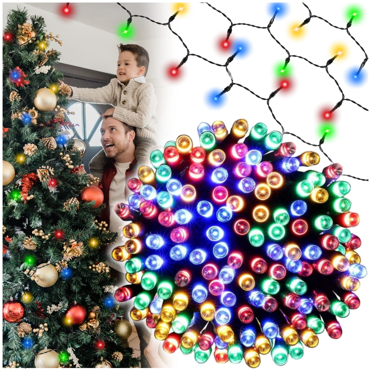 Kerstverlichting led veelkleurig 1000 lampjes - 68 m.