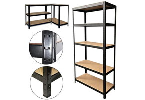 Zwarte metalen stellingkast - Sterk - 150x75x30cm - 750 kg