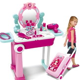 Speelgoed kaptafel met koffer - roze - draagbaar