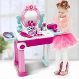 Speelgoed kaptafel met koffer - roze - draagbaar