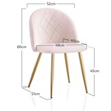 Fluwelen eetkamerstoel roze goud - Poederroze - Gouden poten - Glamour