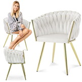 Fluwelen eetkamerstoel - crèmewit - geweven fluweel - 45x60x85cm