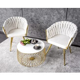 Fluwelen eetkamerstoel - crèmewit - geweven fluweel - 45x60x85cm