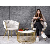 Fluwelen eetkamerstoel - crèmewit - geweven fluweel - 45x60x85cm