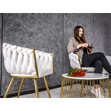 Fluwelen eetkamerstoel - crèmewit - geweven fluweel - 45x60x85cm