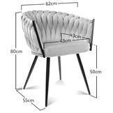 Fluwelen eetkamerstoel - crèmewit - geweven fluweel - 45x60x85cm