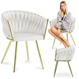 Fluwelen eetkamerstoel - crèmewit - geweven fluweel - 45x60x85cm