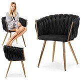 Fluwelen cocktailstoel zwart - Gestoffeerd - Geweven - Spaans - 62x54x79cm