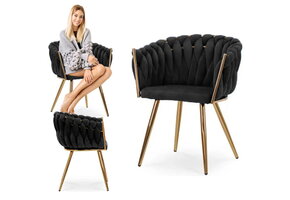 Fluwelen cocktailstoel zwart - Gestoffeerd - Geweven - Spaans - 62x54x79cm