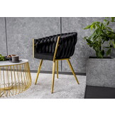 Fluwelen cocktailstoel zwart - Gestoffeerd - Geweven - Spaans - 62x54x79cm