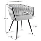 Fluwelen cocktailstoel zwart - Gestoffeerd - Geweven - Spaans - 62x54x79cm