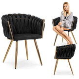 Fluwelen cocktailstoel zwart - Gestoffeerd - Geweven - Spaans - 62x54x79cm