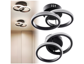 Led plafondlamp dubbele ring - 2 LED-ringen - zwart - 26x17 cm