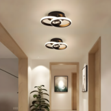 Led plafondlamp dubbele ring - 2 LED-ringen - zwart - 26x17 cm