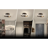 Led plafondlamp dubbele ring - 2 LED-ringen - zwart - 26x17 cm