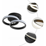Led plafondlamp dubbele ring - 2 LED-ringen - zwart - 26x17 cm
