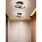 Led plafondlamp dubbele ring - 2 LED-ringen - zwart - 26x17 cm