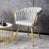 Fluwelen eetkamerstoel duifgrijs - Geweven fluweel - Gestoffeerd - 45x60x85cm