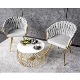 Fluwelen eetkamerstoel duifgrijs - Geweven fluweel - Gestoffeerd - 45x60x85cm