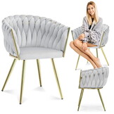 Fluwelen eetkamerstoel duifgrijs - Geweven fluweel - Gestoffeerd - 45x60x85cm