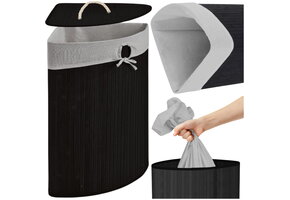 Zwarte bamboe wasmand 60 liter - Hoekmodel