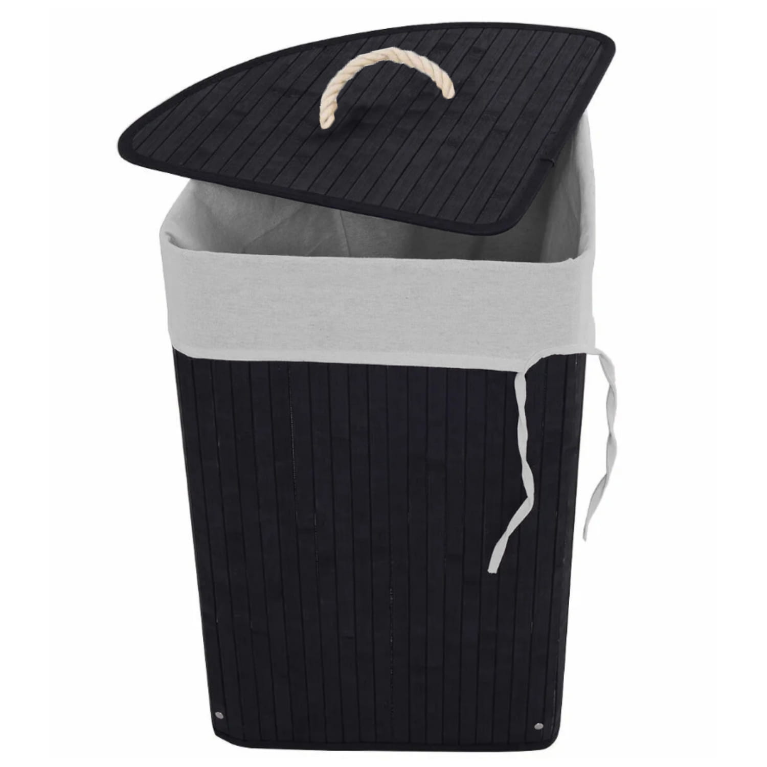Zwarte bamboe wasmand 60 liter - Hoekmodel