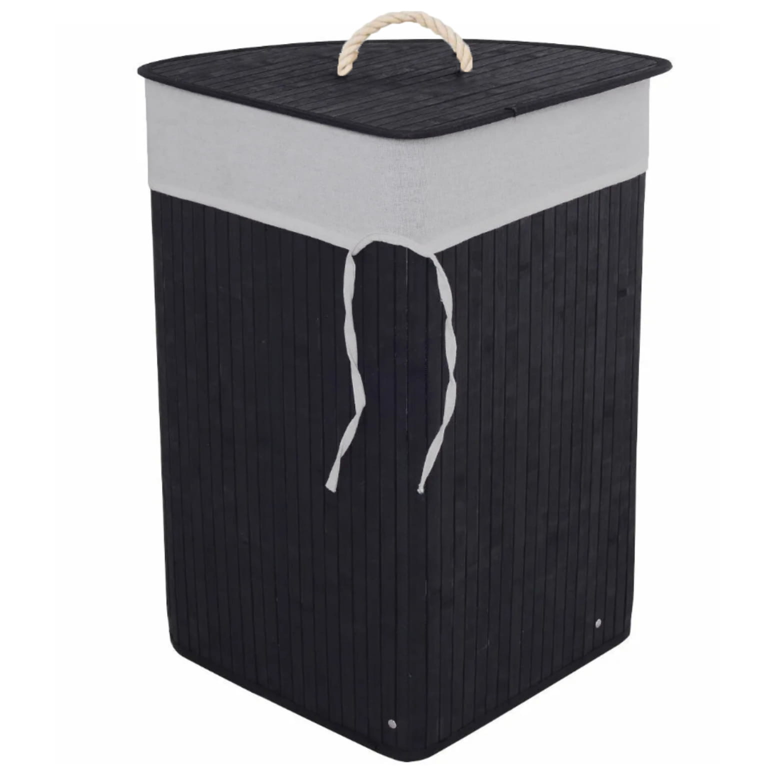 Zwarte bamboe wasmand 60 liter - Hoekmodel