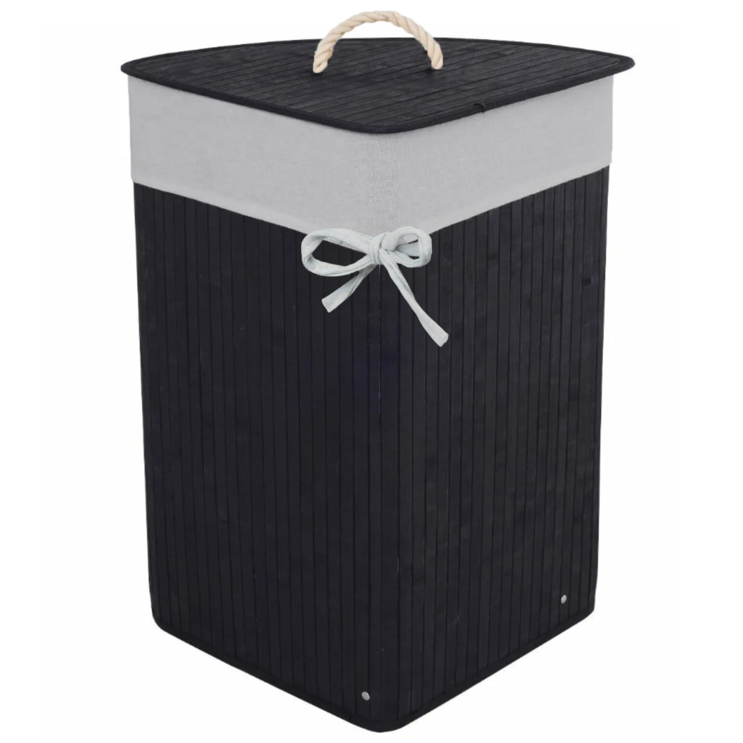 Zwarte bamboe wasmand 60 liter - Hoekmodel