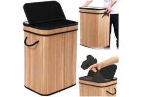 Bamboe wasmand 80 liter - zwart - 42x32x60cm