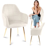 Fluwelen eetkamerstoel wit - fluweel - gestoffeerd - 100x45x55 cm