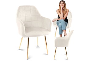 Fluwelen eetkamerstoel wit - fluweel - gestoffeerd - 100x45x55 cm