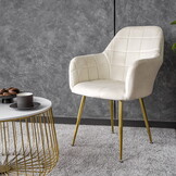 Fluwelen eetkamerstoel wit - fluweel - gestoffeerd - 100x45x55 cm