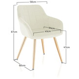 Fluwelen eetkamerstoel wit - fluweel - gestoffeerd - 100x45x55 cm